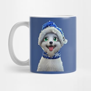 Cute anime dog with beanie Mug